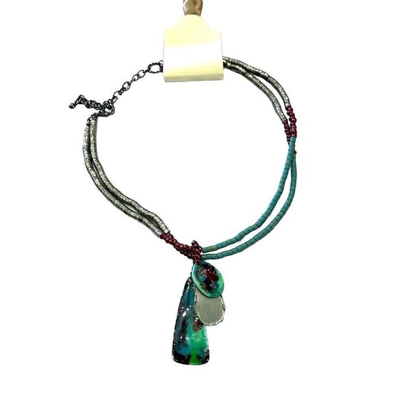 New Coldwater Creek Multi Color Beaded Necklace - Picture 7 of 9